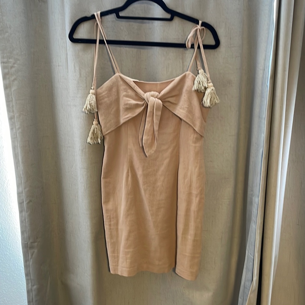 Saints + Secrets Nude Linen Summer Dress